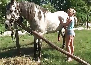 Beauty blonde sucking her amazing pony