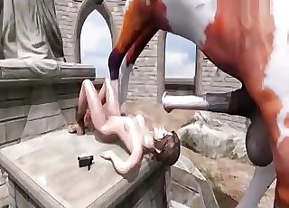 Lara Croft recording her horse fucking
