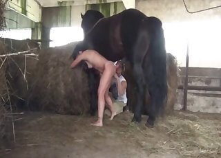 Farm black beast is enjoying her little wet cunt