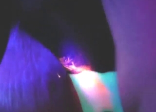 Guy fucks a mare pussy with some techno lighting