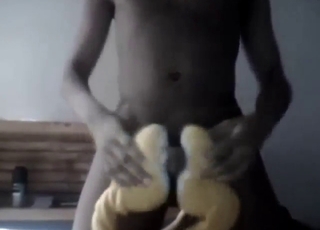 Big-dicked dude excited by a rabbit with sexy feet